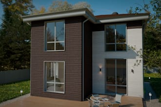 model 3d parametric house,tropical villa,real estate,floor plan,d5 render,garden