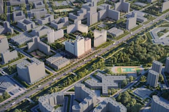 remodel 3d planning master plan,world,regional, city map,building lands top view