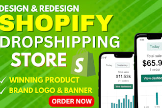 shopify store design, redesign, shopify dropshipping store, shopify website