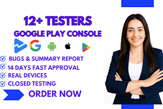 provide 12 testers 20 testers for google play console closed testing
