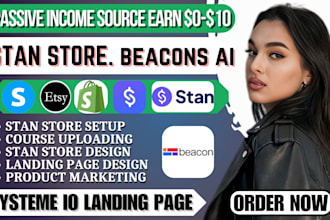 7 figure shopify store, beacons io, whop, etsy shop, stan store digital product