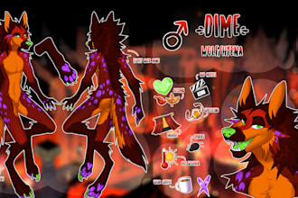draw furry reference sheet furry art nsfw or sfw fursuit oc in your fursona