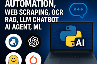 do python ai automation, web scraping, ocr, rag, llm chatbot, ai agent, ml, nlp