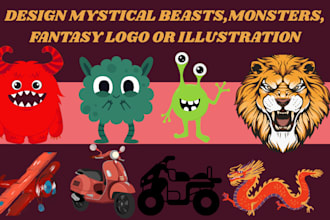 design fantasy dragon monster mythical beast logo