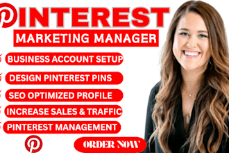 be your pinterest marketing manager for traffic, SEO and design pins, boards