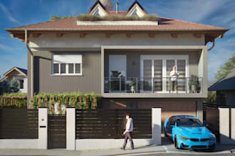render 3d real estate apartment,environment,2d floor plan,bungalow house,cottage