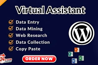 virtual assistant for admin tasks, wordpress , social media marketing management