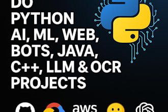 do python ai, ml,web, bots, java cpp programming project, task, llm project, ocr
