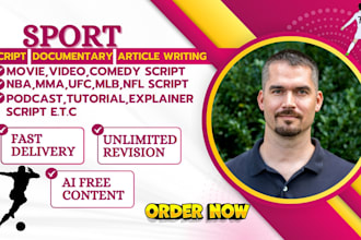 write youtube sports nba,football,soccer video script content for your channel
