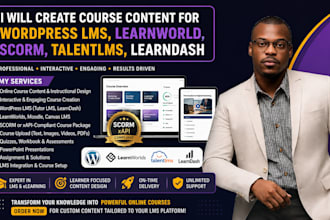create course content for wordpress lms, learnworld, scorm, talentlms, learndash