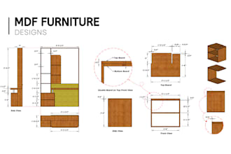 design custom melamine  mdf  board furniture with 2d and 3d cultist plans