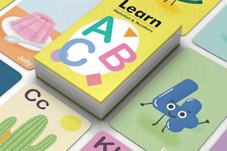 design digital illustration for kids educational memory card game
