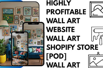 design wall art shopify store, canvas art, print on demand wall art website