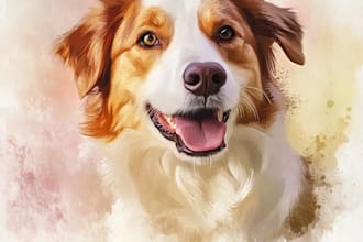custom pet portrait, digital art, watercolor, pet memorials