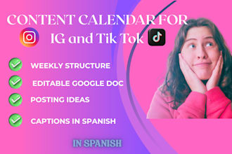 create a custom social media content calendar in spanish or english
