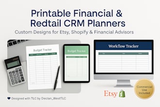 design printable financial tracker planners, do redtail CRM management planner