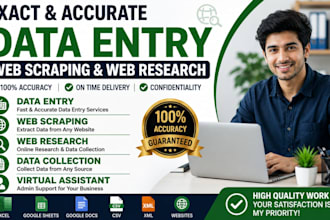 excel data entry, web scraping, data scraping and web research
