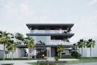 remodel 3d exterior, apartment, interior skp render, terrace, landscape, rooftop