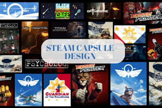 do steam capsule game banner poster, game UI design, assets icon logo game art