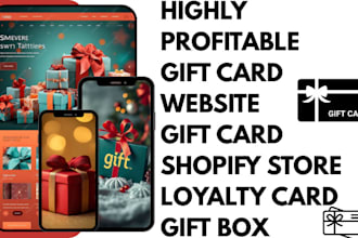 design profitable gift card shopify store, loyalty card, gift card website