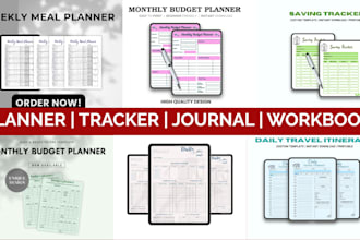 design custom digital planners workbooks journals, and editable canva template