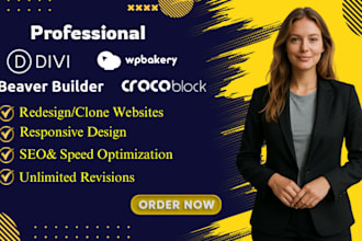 create or redesign your site using wpbakery, divi, beaver builder, or crocoblock