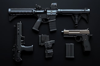 design detailed 3d weapons with an epic style