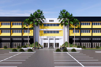 clean up commmercial mortgage building front elevation,double floor exterior,cgi