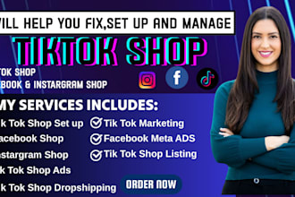 setup tik tok shop, facebook shop, instagram ads manager, instagram shop