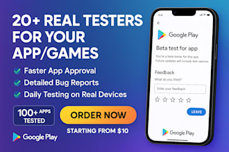 offer you 12 testers or 20 testers for google play console closed testing