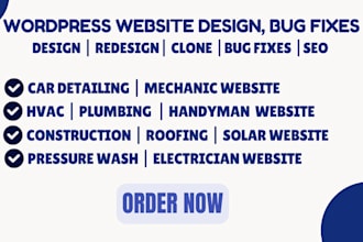 do booking car detailing construction hvac solar handyman plumbing website