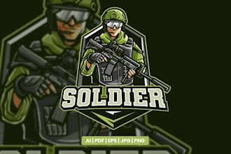 design esport military gorilla soldier mascot logo