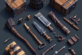 create nice 2d game assets, props, icons, objects and UI