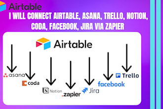 connect airtable, asana, trello, notion, coda, facebook, jira via zapier