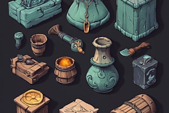 create 2d props, icons, objects and items for your game