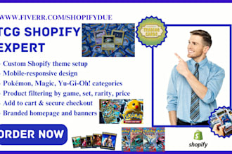 set up a highly converting shopify store for pokémon and magic cards