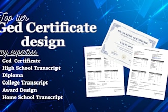 design transcript, ged certificate, high school diploma college transcript award