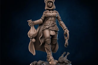 sculpt 2d to 3d lubart miniature, anime character action figure dnd, 3d printing