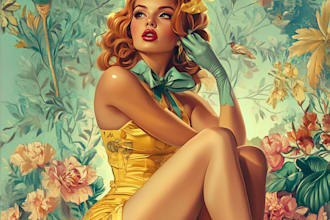 draw a pin up girl and pin up girl illustration