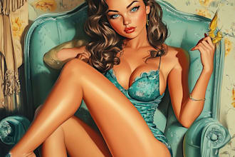 create a pin up girl and pin up girl illustration