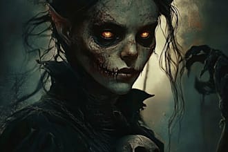 draw a horror and fantasy horror character art