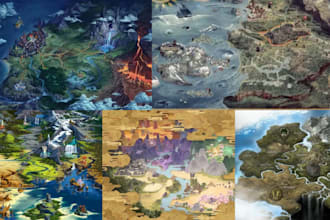 fantasy map illustration isometric map, game, 2d vector map, event or city map