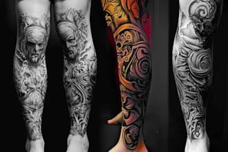 create a tattoo design for leg sleeve