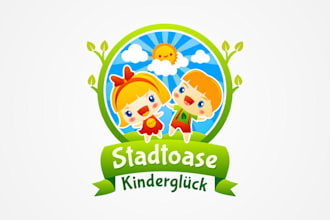 design kids children daycare childcare cute fun school toy shop logo