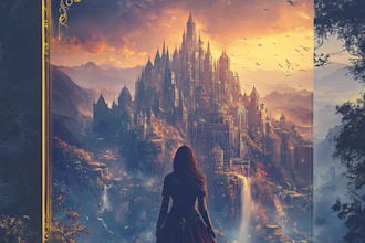 do fantasy book cover, thriller book cover design in unique style