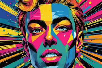 make an awesome and colorfull wpap pop art illustration