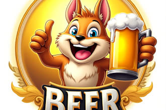 design high quality beer cartoon mascot logo with express delivery