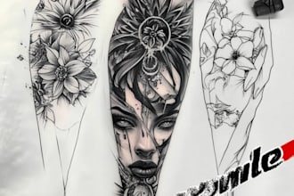 create custom tattoo design, tattoo sleeve