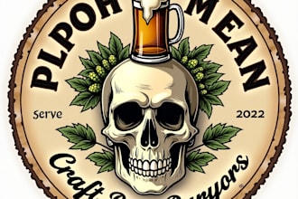design high quality vintage skull pub craft beer logo with fastest delivery