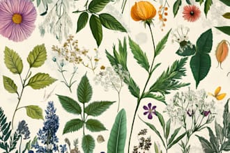 hand drawn botanical flower plants scientific illustration